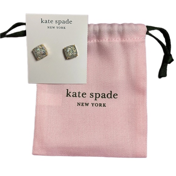 Kate Spade New York Opal Glitter Small Square Stud Earrings - Picture 2 of 4